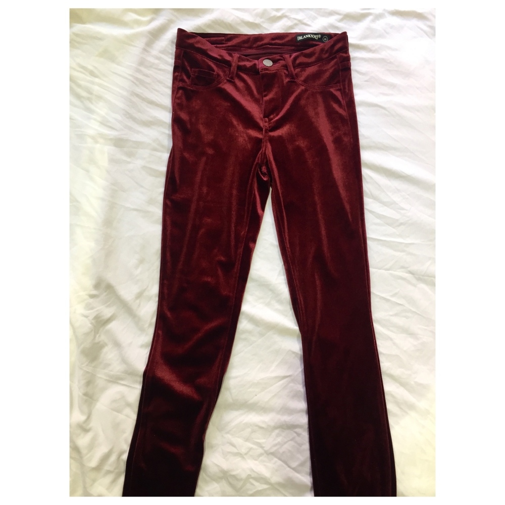 BLANK NYC Burgundy velvet pants